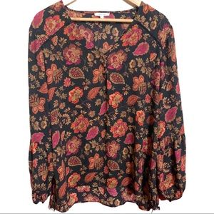 Maurice’s Floral V Neck Raglan Sleeve Blouse L